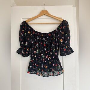 Banana Republic Floral Clip-Dot Cropped Top